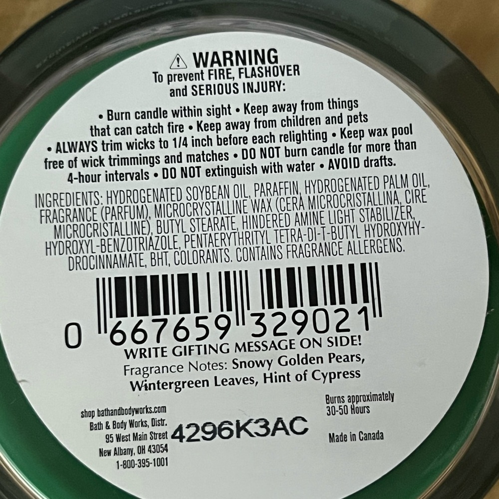 Bath & Body Works Twisted Peppermint and Winter Golden Pear Single Wick Candles - Picture 6 of 7